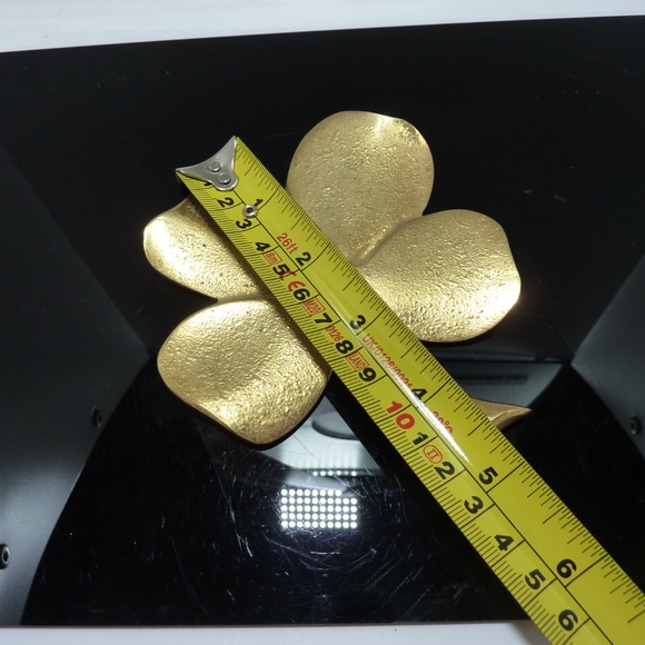 80s Vintage 24k Gold-Plated Four-Leaf Clover Paperweight, Gerity Irish Good Luck - Picture 2 of 4